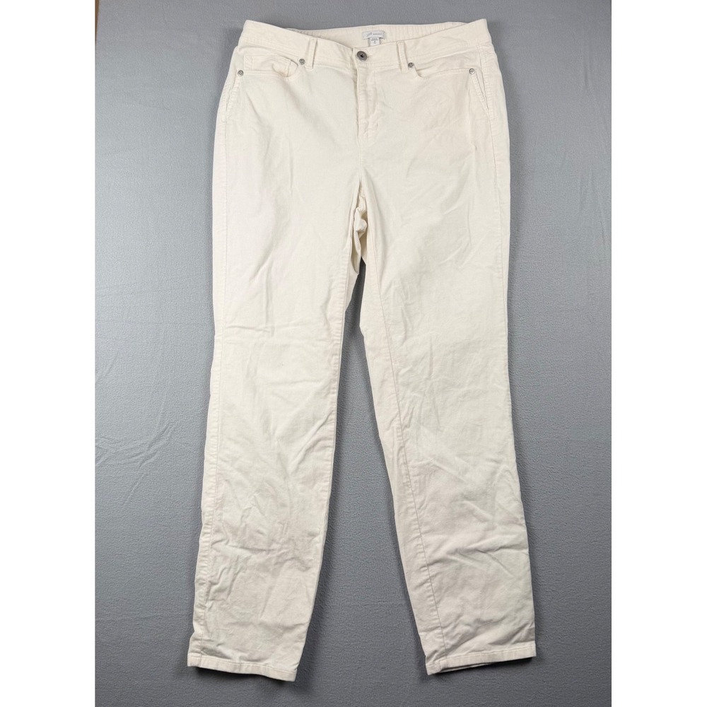J. Jill Corduroy Pants Womens 16 Tall Cream Off White Straight Leg WPT300233